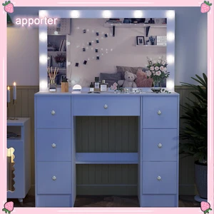 11 Lampadine LED Specchio Comodino 7 Cassetti Vanità Set Trucco Scrivania per Regali - Foto 1 di 12