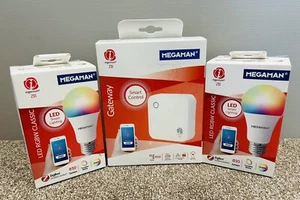 Megaman Starter Kit 9W Sintonizzabile Bianco/Colore Telecomando Gateway Set * NUOVO - Foto 1 di 4