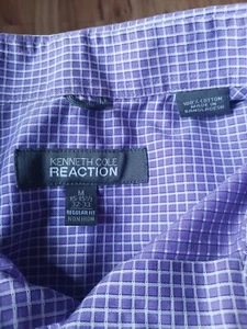 Kenneth Cole Reaction Man Dress Shirt Button Up M 15.5 Long Sleev Purple NonIron - Picture 1 of 4