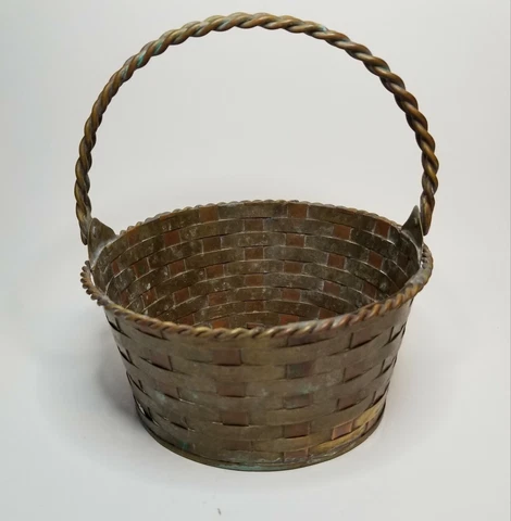 Brass and Copper Woven Basket Cover