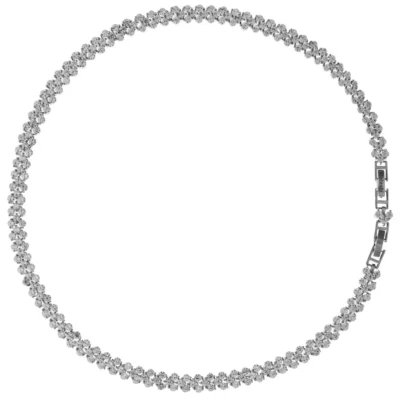 Collar de cadena de cuerda de eslabones de 16" chapado en rodio Matashi con cristales - Regalo de Navidad Foto 1 de 4