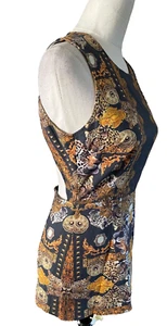 Maurie & Eve Cut-out Back Top Gold Tigers Party Travel Cruise Size 8 - Picture 1 of 8