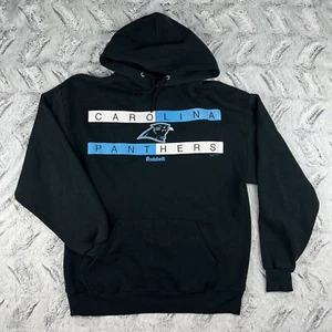 Vintage NFL Carolina Panthers Mens L Riddell 1998 Pullover Hoodie Spellout Black - Picture 1 of 13
