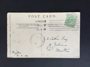 T MALTA 1909 ST JULIANS INCOMING POSTCARD SLIEMA POSTMARK FROM LONDON - Picture 1 of 2