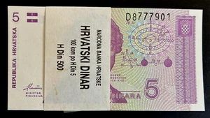 CROATIA 5 DINAR P-17 1991 BUNDLE BRICK 1,000 Pcs Lot UNC CATHEDRAL Pre Euro NOTE - Picture 1 of 5