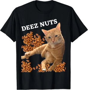 NUEVA CAMISETA LIMITADA Funny Cat Deez Nuts Joke - Imagen 1 de 3
