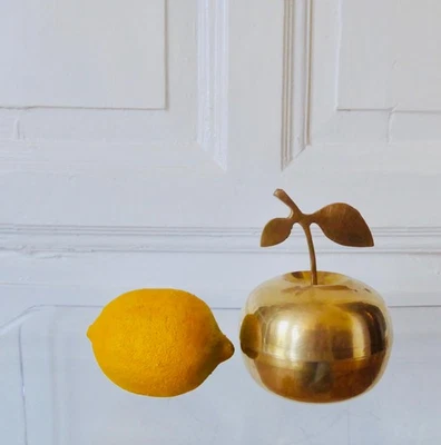 Messing Apfel Deckel Dose Paradiesapfel Schmuck Schatulle Vintage - Bild 1 von 4