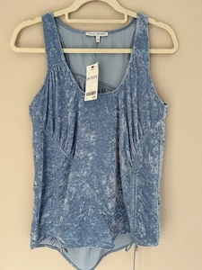 Next Petite Womens Top Size 12p Blue Velvet Summer Holiday NWT - Picture 1 of 6