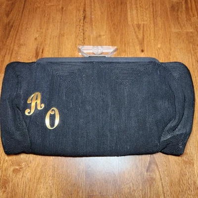 Bolso clutch años 50 con cierre Lucite negro  Foto 1 de 4