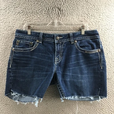 Pantalón Corto Miss Me Corte Para Mujer 34 Azul Denim Mezcla Algodón Tiro Medio Dobladillo Crudo Lentejuelas Foto 1 de 4