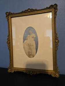 Vtg Victorian Baby Framed Cameo Picture Ornate Gold Syroco Style Frame - Picture 1 of 9