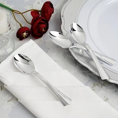 36 pçs Colheres de Café de Plástico PRATA Cinza Claro Descartáveis UTENSÍLIOS DE Mesa Festa Casamento - Imagem 1 de 4