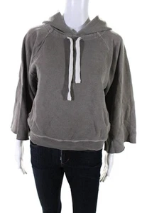 Amo Womens Cotton Cut Off Sleeve Drawstring Hooded Sweatshirt Top Gray Size XS - Picture 1 of 6