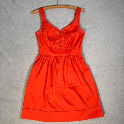 DVF Diane Von Furstenberg Neiman Marcus Vestido Skate Talla 6 Naranja Quemado Foto 1 de 4