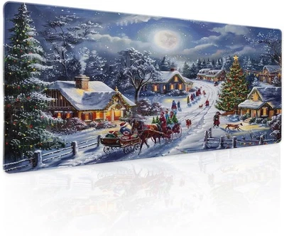 Alfombrilla de ratón para juegos de Navidad XL ciervo copo de nieve alfombrilla de escritorio extendida Foto 1 de 4