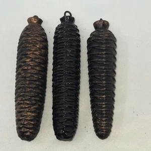 LOT OF 3 VTG CAST IRON PINE CONE WEIGHTS 600-800 GRAM EACH CUCKOO CLOCK PARTS - Picture 1 of 3