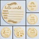 Hello World New Baby Announcement Wooden Plaque Personalised Gift Date New Ply
