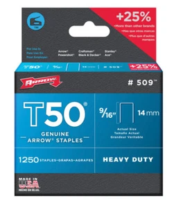Arrow 509 T50 9/16-Inch Staples, 1,250-Count - Picture 1 of 1
