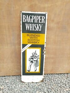 1940s Vintage Old Rare Bagpiper Whisky Blended With Scotch Whisky Enamel Sign