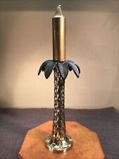 Vtg. Hollywood Regency Brass Palm Tree Candlestick Candle Holder 10.5” & Candle