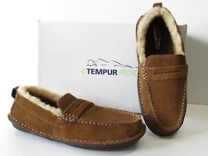 Tempur Pedic ISOHEIGHT Mens size 8 Chestnut Suede Indoor/Outdoor Moc Slippers