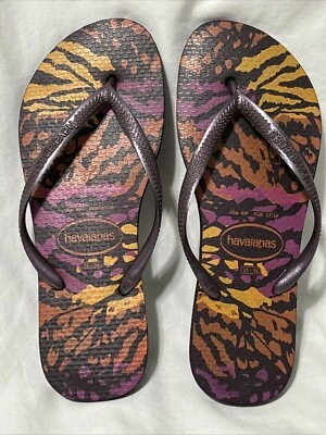 Havaianas 修身动物 Aubergine 拖鞋人字拖凉鞋女式 6 欧元 37/38 — 第 1/4 张图片