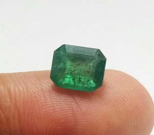 2.50 Ct Natural Deep Green Zambia Untreated Emerald 9x7 MM Loose Gem Emerald Cut - Picture 1 of 12
