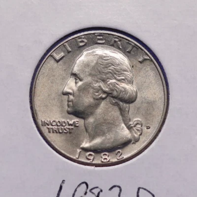 1982-D About Uncirculated Washington quarter. - Image 1 of 2