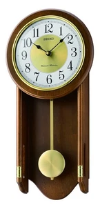 Seiko Dark Wooden Westminster Chime Quartz Wall Clock & Pendulum QXH073B - Picture 1 of 1