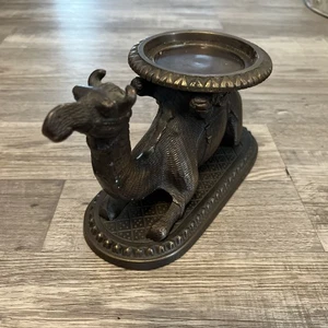 Camel sitting Metal Candle Holder Felt Bottom Heavy - Picture 1 of 6