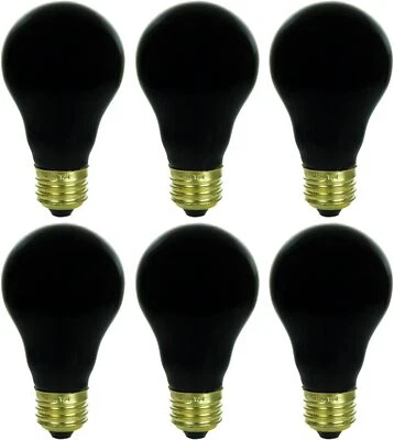 6 Pack 75A A19 Black Light Bulbs, 75W Filament Ceramic Black Bulb, E26, 120V - Image 1 of 4
