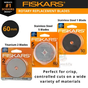 Fiskars 60mm Rotary Cutter Genuine Replacement Blades Titanium, Stainless Steel - Picture 1 of 14