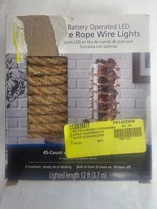 Mainstays Jute ROPE wire Lights Battery operated LED 45 count Steady or Blinking - Picture 1 of 7