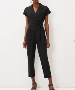 Phase Eight Women's Jumpsuit UK 16 US 12 Black Linen Blend Wide-Leg Jumpsuit - Picture 1 of 6