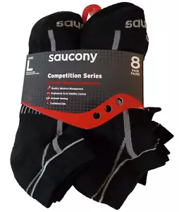 Saucony Men's Shoe Size 9-12 Large 8 Pairs No Show Socks Competition Series - Picture 1 of 2