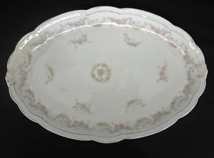 ZS & Co Bavaria Orleans China 17-1/2" Platter Pink Flowers Green Leaves - Picture 1 of 4