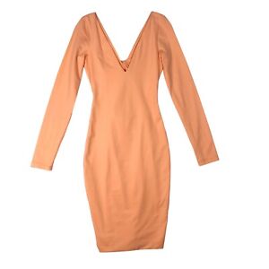 KOOKAI 🌸 Sz 1 (8) Peach Orange Womens Stretch Back Twist Party Bodycon Dress