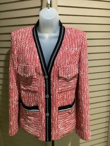 MAJE RED & WHITE TWEED JACKET - Picture 1 of 2