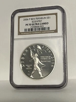 2006 P Ben Franklin Silver Commemorative $1 Scientist PF 70UC - Image 1 of 2