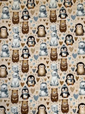 Jersey Stoff Kinderstoff Digitaldruck süße Pinguine - Bild 1 von 2