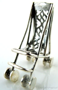 Miniatur Sterling Silber Kinderwagen Kinderwagen #485 - Bild 1 von 4