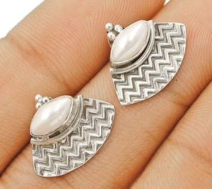 Natural Pearl 925 Solid Genuine Sterling Silver Earrings Jewelry @B13-9 - Picture 1 of 1