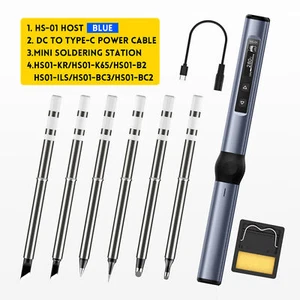 (Grey Blue)DC9 To 24V Mini Electric Soldering Iron Kit With Digital Display Fast - Picture 1 of 24