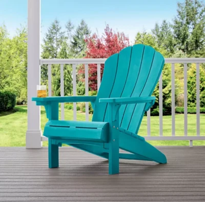 Silla Adirondack Resina Muebles Exterior TEAL Portavasos Impermeable Jardín Foto 1 de 4