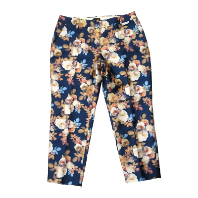 NUEVO CON ETIQUETAS J.Crew Collection Café Capri en Midnight Ocean Pantalones Florales Antiguos 4 Foto 1 de 4
