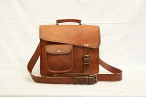 Vintage Brown Beautiful Leather Messenger Bag Shoulder Satchel 16" Women Genuine - Picture 1 of 4