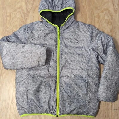 Chaqueta acolchada reversible con capucha Eddie Bauer negra gris niño L 14/16. Foto 1 de 4