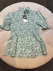 Tuckernuck Blue/ Green Seersucker Zip Up Top blouse Sz Small - Picture 1 of 3