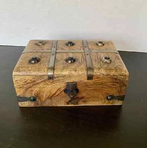 Wooden Treasure Chest Keepsake Box Treasure Pirate Decor Decorative Box 7x4x3" - Picture 1 of 7