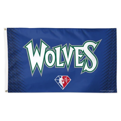 MINNESOTA TIMBERWOLVES CITY NBA 75TH ANNIVERSARY 3'X5' DELUXE FLAG WINCRAFT 👀 Cover